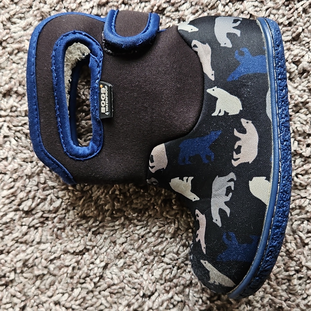 GUC Bogs Neoprene Waterproof Winter Snow Boots Baby Polar Bear Print Blue Size 7 - Picture 6 of 12